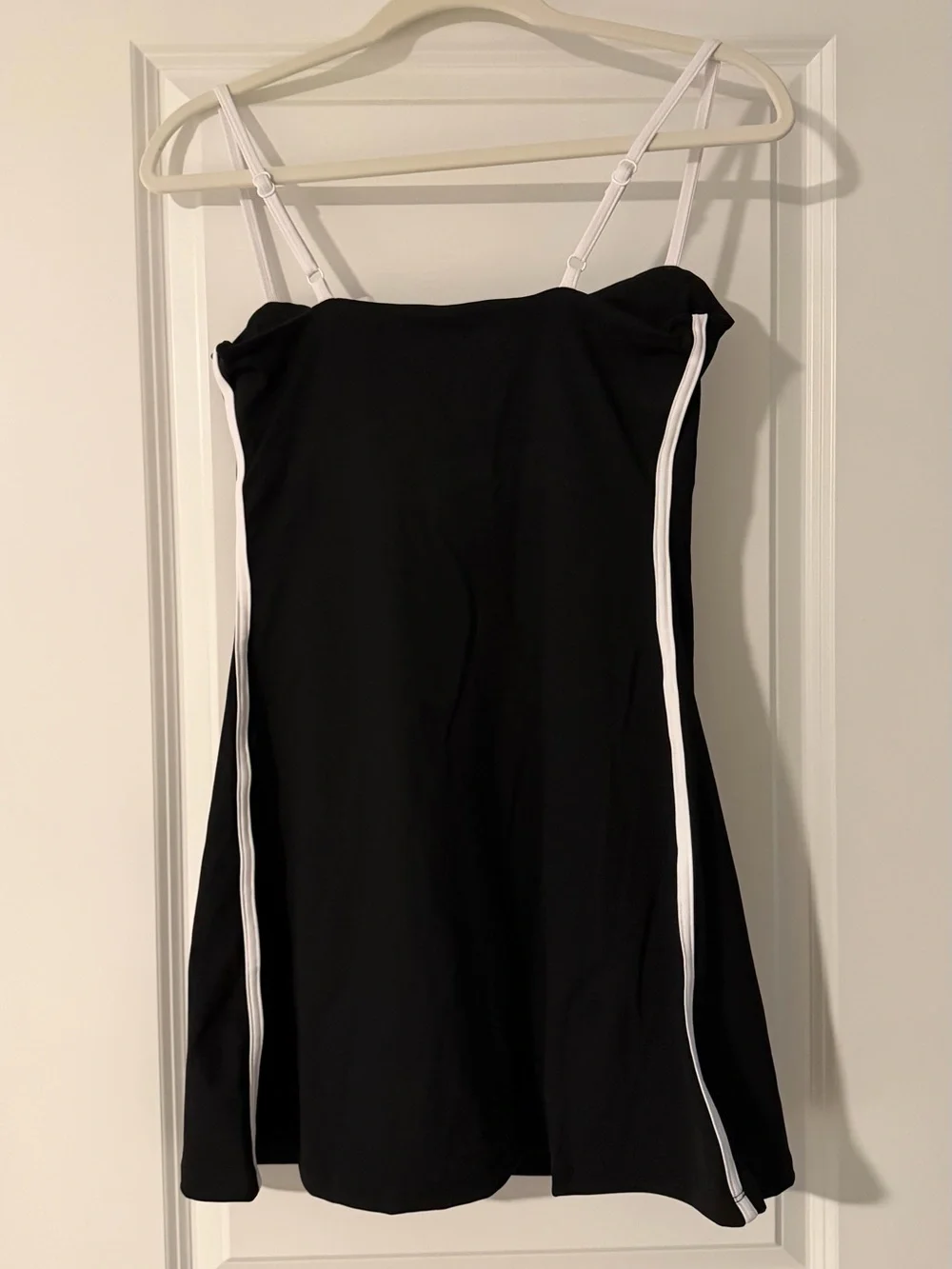 Classic Black Athletic Dress with White Trim